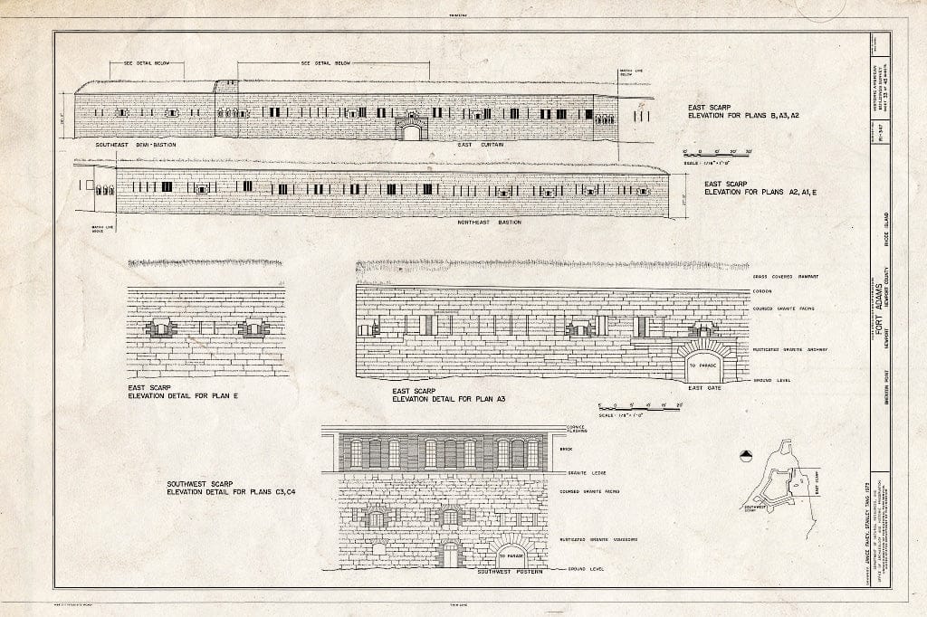 Blueprint HABS RI,3-NEWP,54- (Sheet 33 of 45) - Fort Adams, Newport Neck, Newport, Newport County, RI