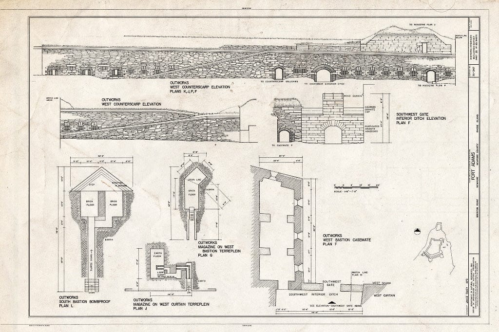 Blueprint HABS RI,3-NEWP,54- (Sheet 35 of 45) - Fort Adams, Newport Neck, Newport, Newport County, RI