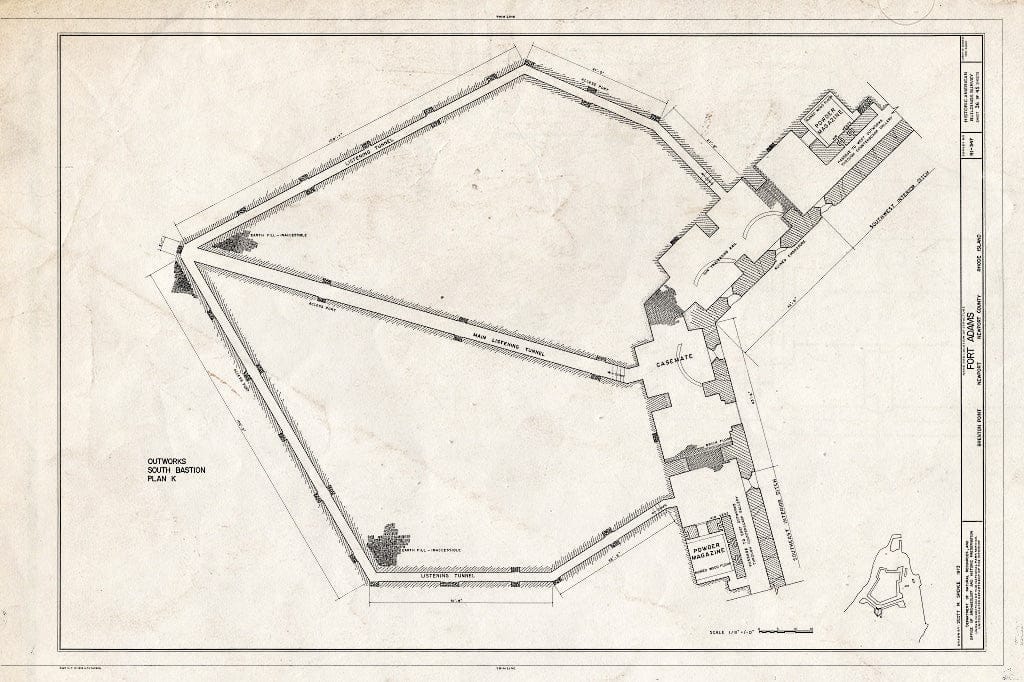Blueprint HABS RI,3-NEWP,54- (Sheet 36 of 45) - Fort Adams, Newport Neck, Newport, Newport County, RI