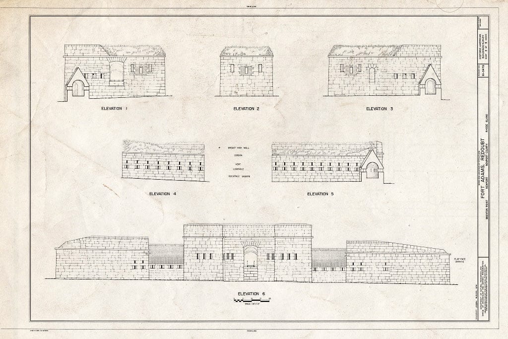 Blueprint HABS RI,3-NEWP,54D- (Sheet 5 of 9) - Fort Adams, Redoubt, Brenton Point, Newport, Newport County, RI