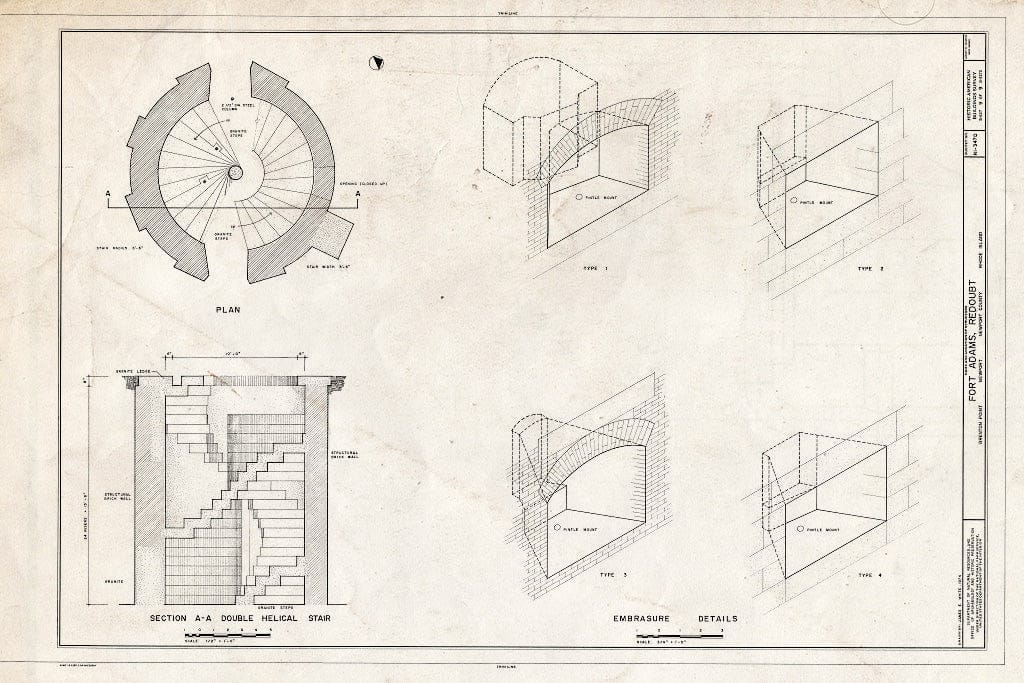 Blueprint HABS RI,3-NEWP,54D- (Sheet 9 of 9) - Fort Adams, Redoubt, Brenton Point, Newport, Newport County, RI