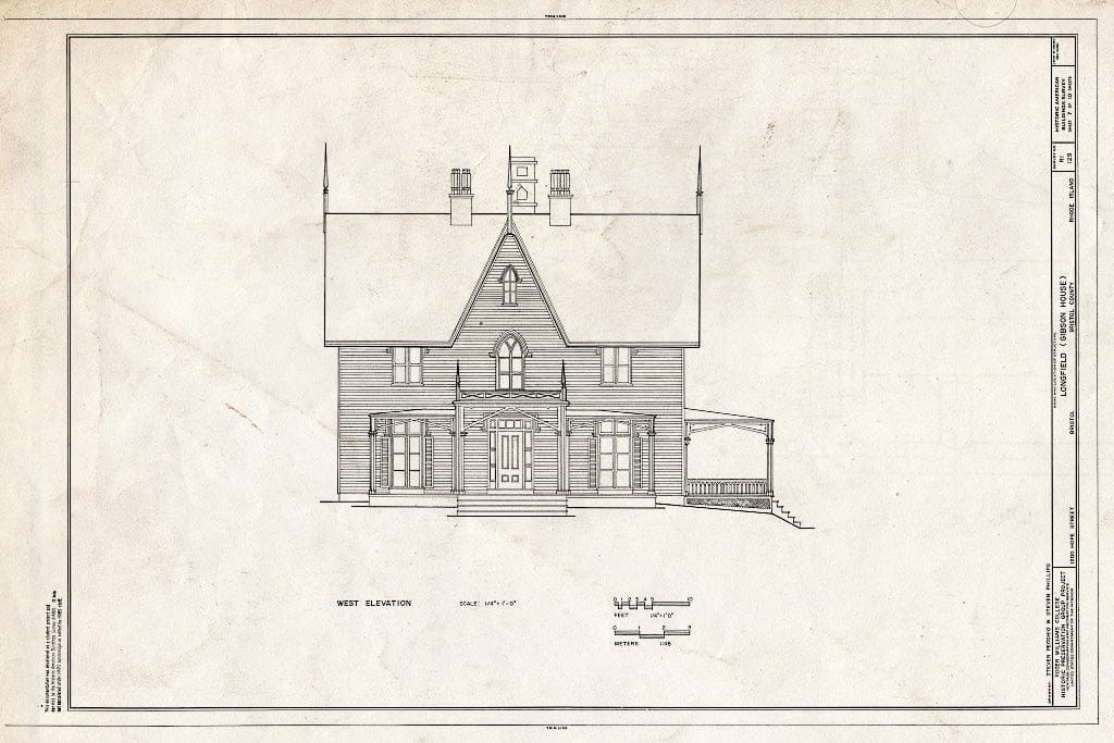Blueprint HABS RI,1-BRIST,20- (Sheet 7 of 10) - Longfield, 1200 Hope Street, Bristol, Bristol County, RI