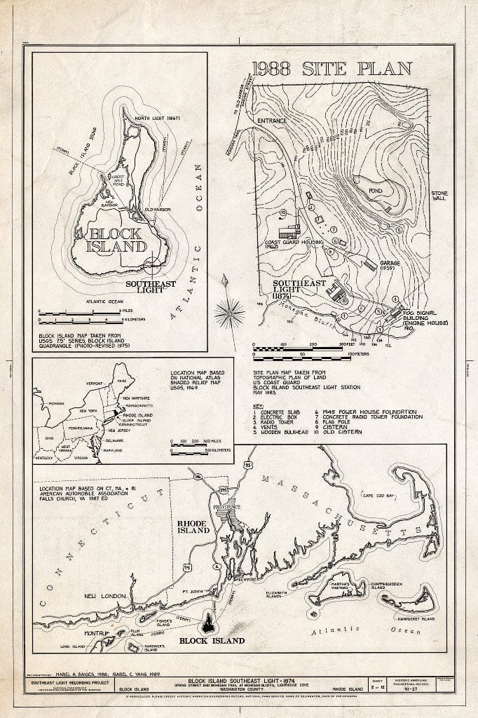 Blueprint HAER RI,5-NESH,1- (Sheet 2 of 12) - Block Island Southeast Light, Spring Street & Mohegan Trail at Mohegan Bluffs, New Shoreham, Washington County, RI