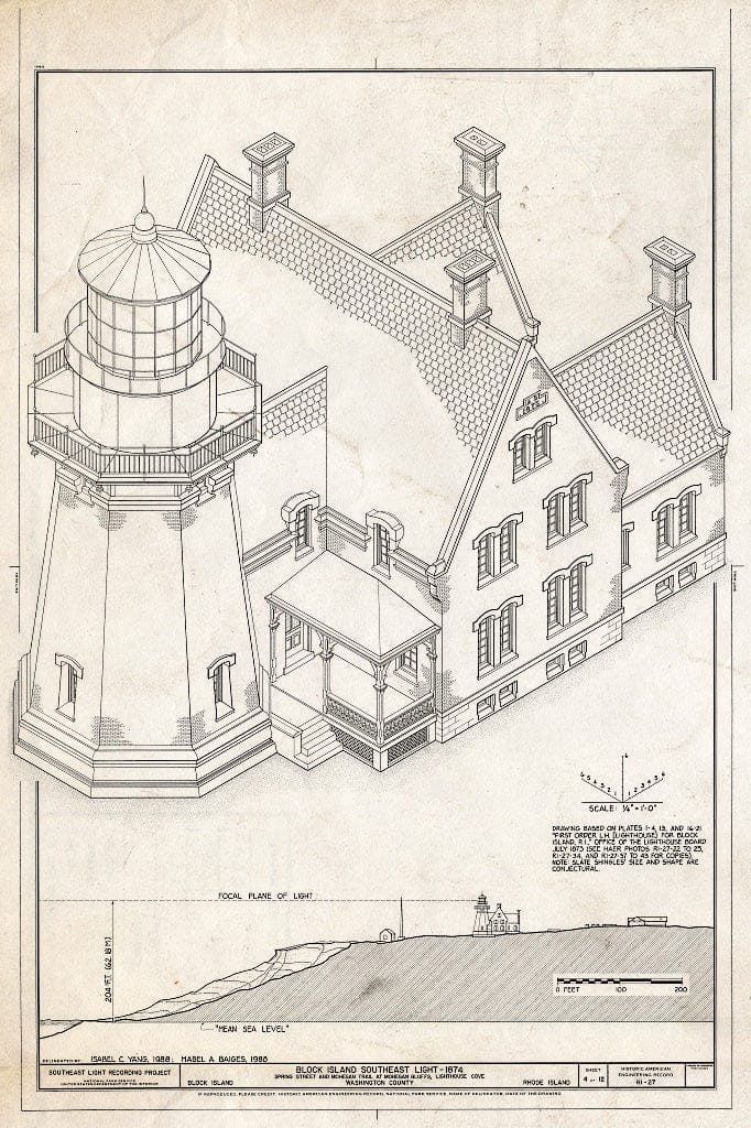 Blueprint HAER RI,5-NESH,1- (Sheet 4 of 12) - Block Island Southeast Light, Spring Street & Mohegan Trail at Mohegan Bluffs, New Shoreham, Washington County, RI