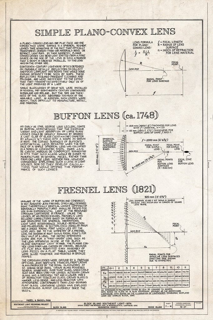 Blueprint HAER RI,5-NESH,1- (Sheet 7 of 12) - Block Island Southeast Light, Spring Street & Mohegan Trail at Mohegan Bluffs, New Shoreham, Washington County, RI