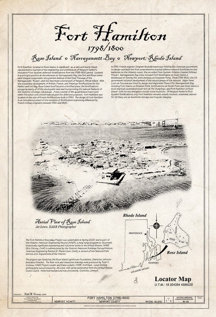 Blueprint HAER RI-58 (Sheet 1 of 4) - Fort Hamilton, Rose Island, Newport, Newport County, RI