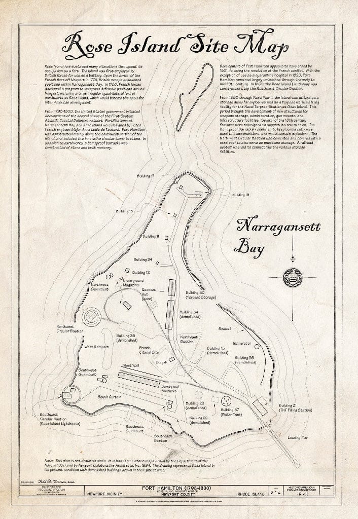 Blueprint HAER RI-58 (Sheet 2 of 4) - Fort Hamilton, Rose Island, Newport, Newport County, RI