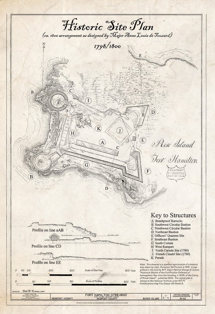 Blueprint HAER RI-58 (Sheet 3 of 4) - Fort Hamilton, Rose Island, Newport, Newport County, RI
