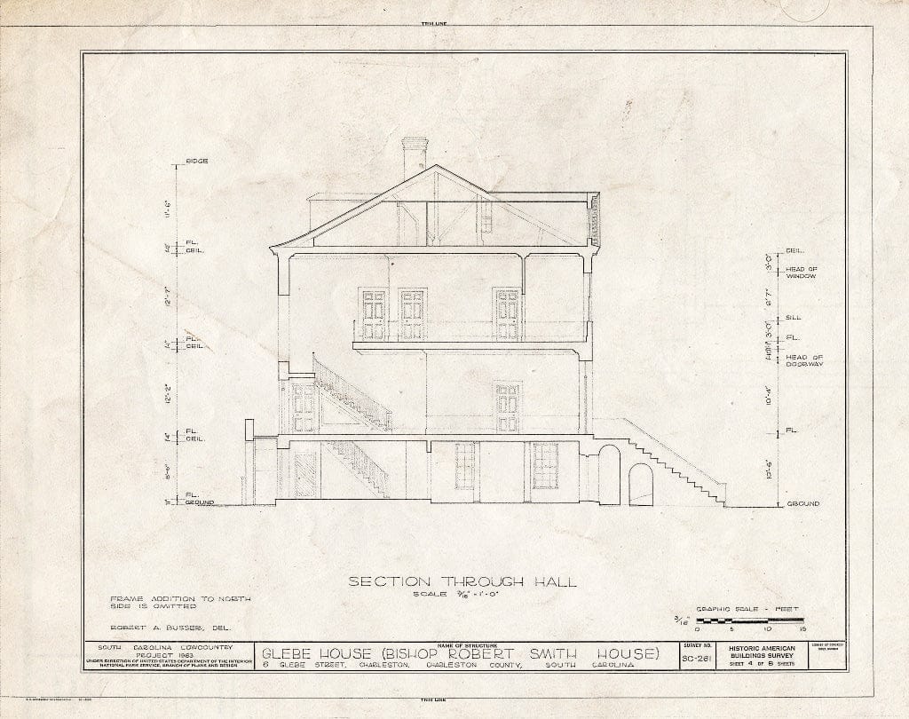 Blueprint HABS SC,10-Char,169- (Sheet 4 of 8) - Glebe House, 6 Glebe Street, Charleston, Charleston County, SC