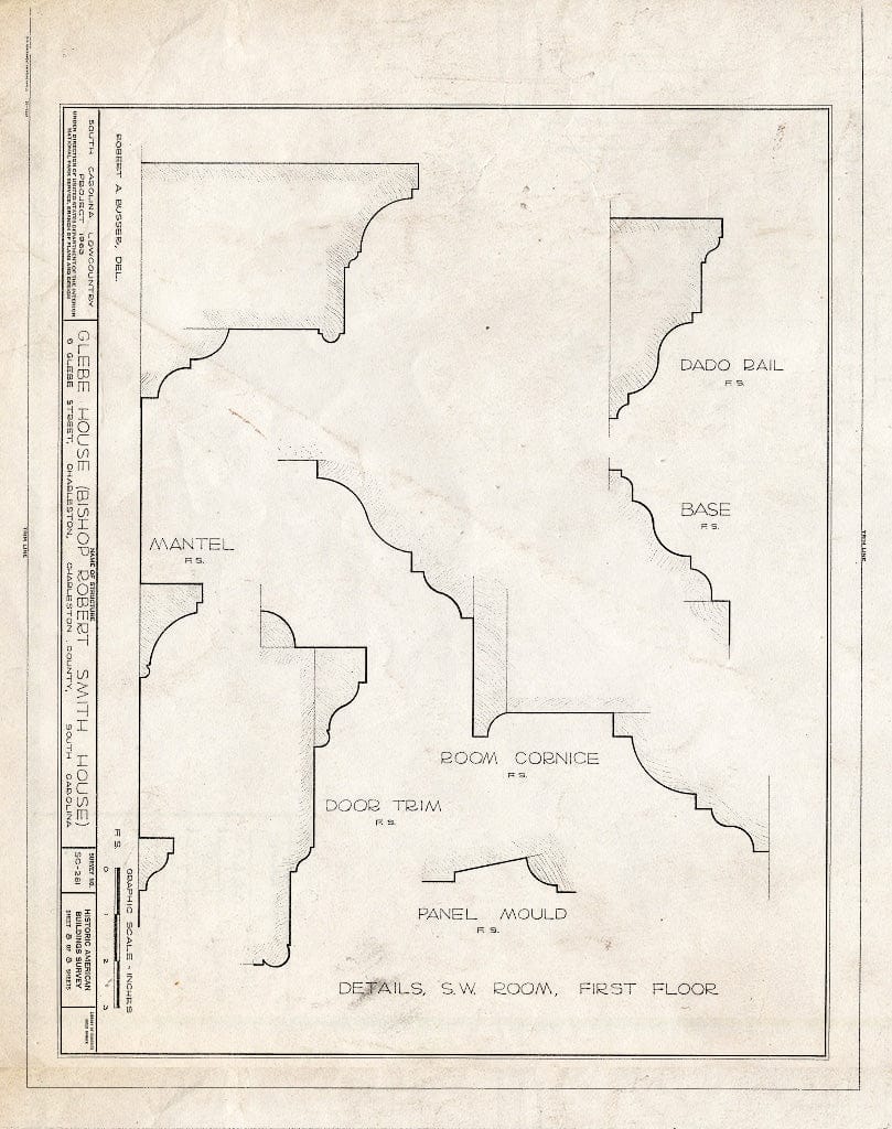 Blueprint HABS SC,10-Char,169- (Sheet 8 of 8) - Glebe House, 6 Glebe Street, Charleston, Charleston County, SC