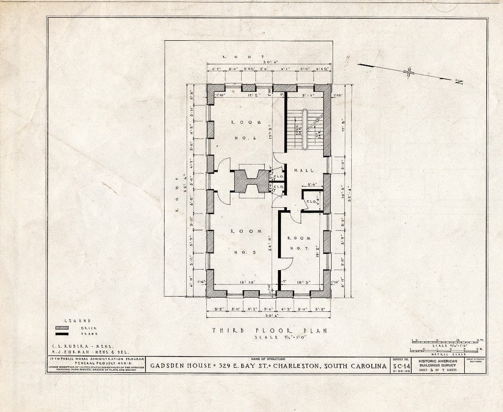 Blueprint HABS SC,10-Char,49- (Sheet 3 of 7) - Morris-Gadsden House, 329 East Bay Street, Charleston, Charleston County, SC