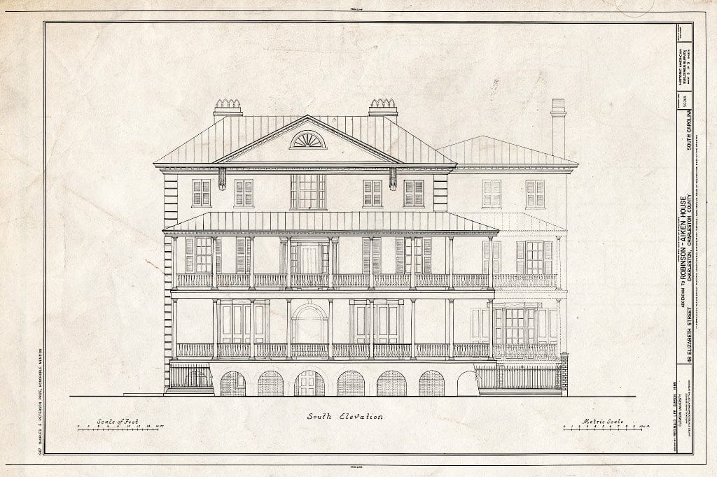 Blueprint HABS SC,10-Char,177- (Sheet 6 of 10) - Robinson-Aiken House, 48 Elizabeth Street, Charleston, Charleston County, SC