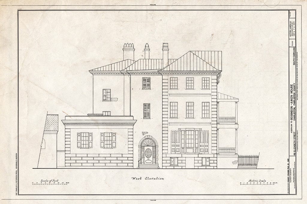 Blueprint HABS SC,10-Char,177- (Sheet 9 of 10) - Robinson-Aiken House, 48 Elizabeth Street, Charleston, Charleston County, SC