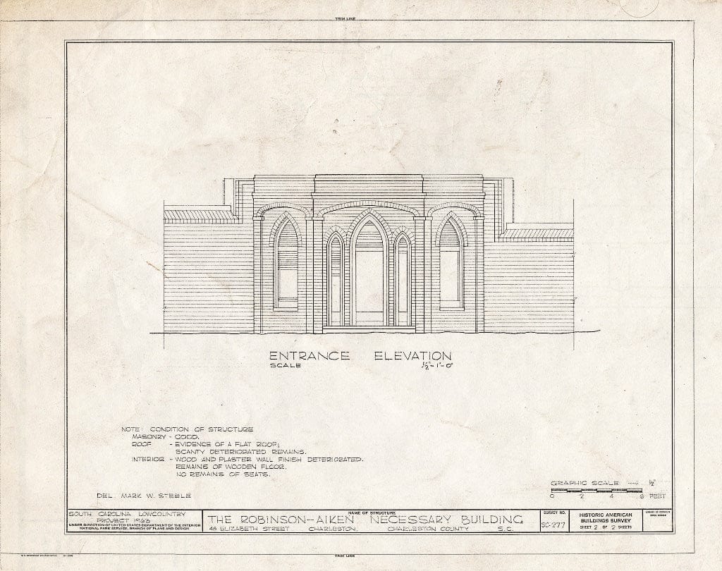 Blueprint HABS SC,10-Char,177D- (Sheet 2 of 2) - Robinson-Aiken Necessary Building, 48 Elizabeth Street, Charleston, Charleston County, SC
