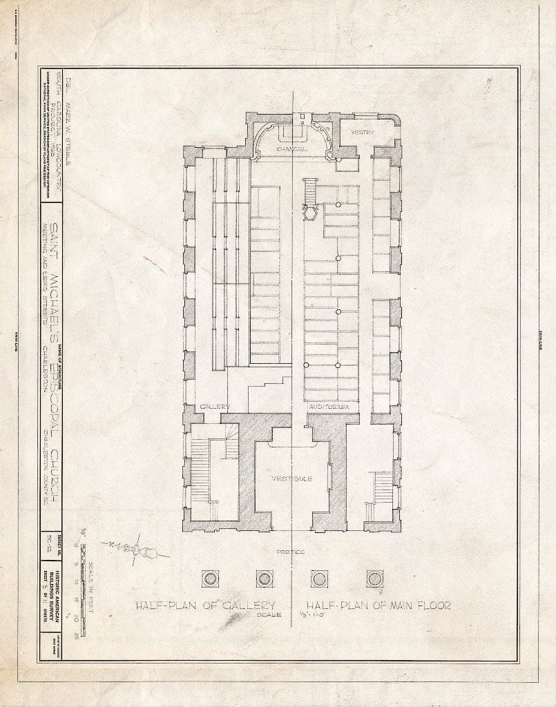 Blueprint HABS SC,10-Char,8- (Sheet 3 of 11) - St. Michael's Episcopal Church, 80 Meeting Street, Charleston, Charleston County, SC