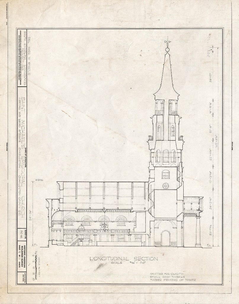 Blueprint HABS SC,10-Char,8- (Sheet 5 of 11) - St. Michael's Episcopal Church, 80 Meeting Street, Charleston, Charleston County, SC