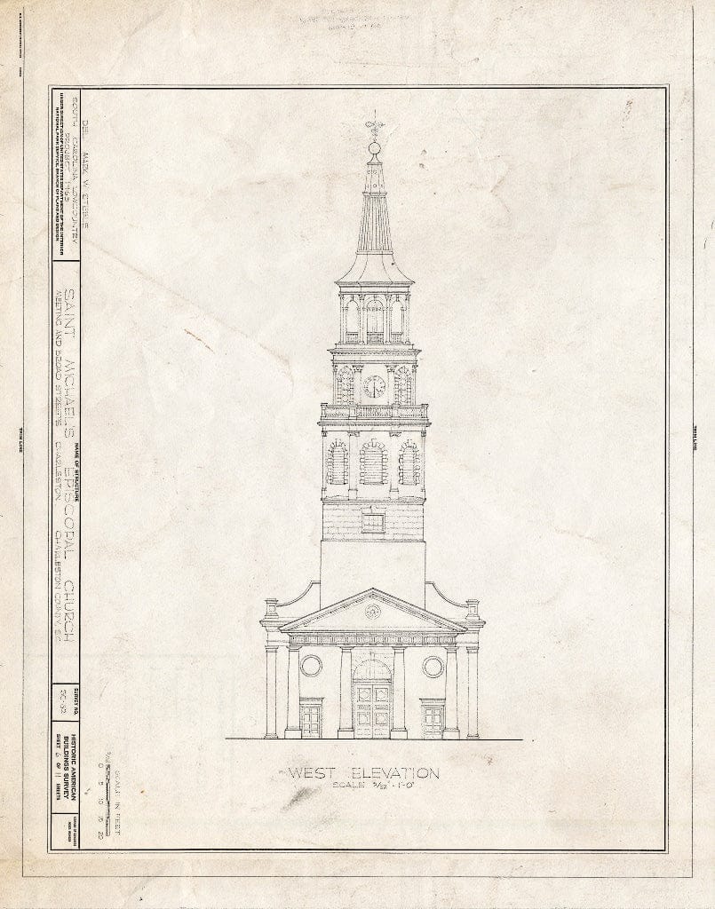 Blueprint HABS SC,10-Char,8- (Sheet 6 of 11) - St. Michael's Episcopal Church, 80 Meeting Street, Charleston, Charleston County, SC