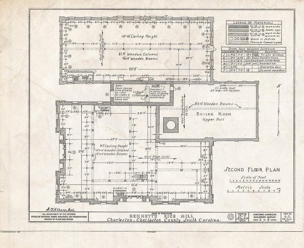 Blueprint HABS SC,10-Char,65-[1992(HABS):SC-1] (Sheet 2 of 8) - Bennett's Rice Mill, Between East Bay, Hasell, Concord & Laurens Streets, Charleston, Charleston County, SC