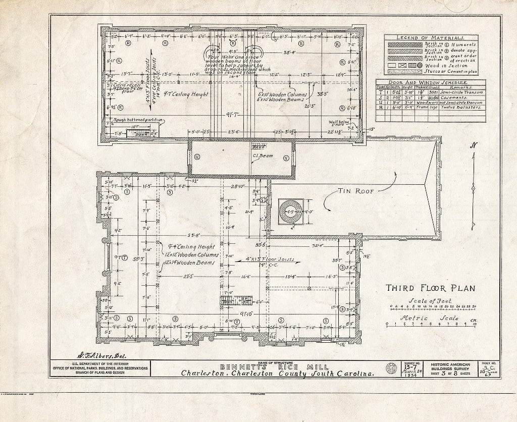 Blueprint HABS SC,10-Char,65-[1992(HABS):SC-1] (Sheet 3 of 8) - Bennett's Rice Mill, Between East Bay, Hasell, Concord & Laurens Streets, Charleston, Charleston County, SC
