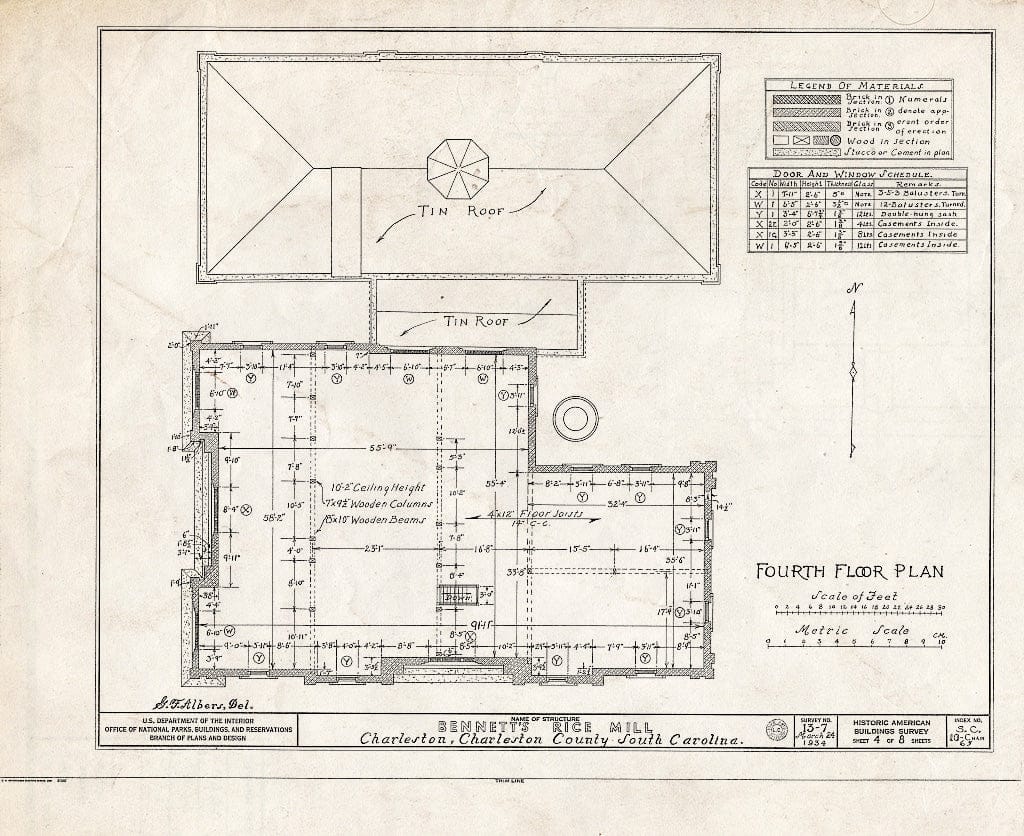Blueprint HABS SC,10-Char,65-[1992(HABS):SC-1] (Sheet 4 of 8) - Bennett's Rice Mill, Between East Bay, Hasell, Concord & Laurens Streets, Charleston, Charleston County, SC