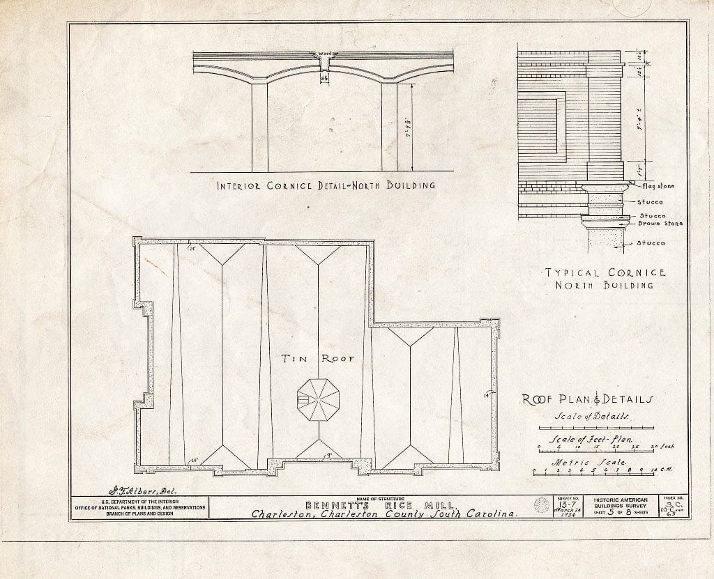 Blueprint HABS SC,10-Char,65-[1992(HABS):SC-1] (Sheet 5 of 8) - Bennett's Rice Mill, Between East Bay, Hasell, Concord & Laurens Streets, Charleston, Charleston County, SC
