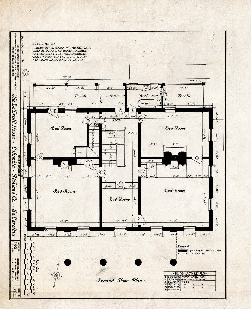Blueprint HABS SC,40-COLUM,1- (Sheet 3 of 13) - DeBruhl-Marshall House, 1401 Laurel Street, Columbia, Richland County, SC