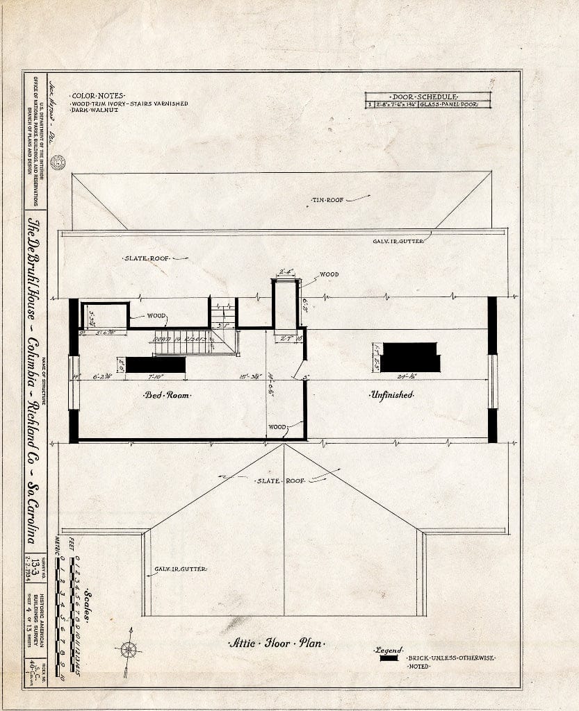 Blueprint HABS SC,40-COLUM,1- (Sheet 4 of 13) - DeBruhl-Marshall House, 1401 Laurel Street, Columbia, Richland County, SC