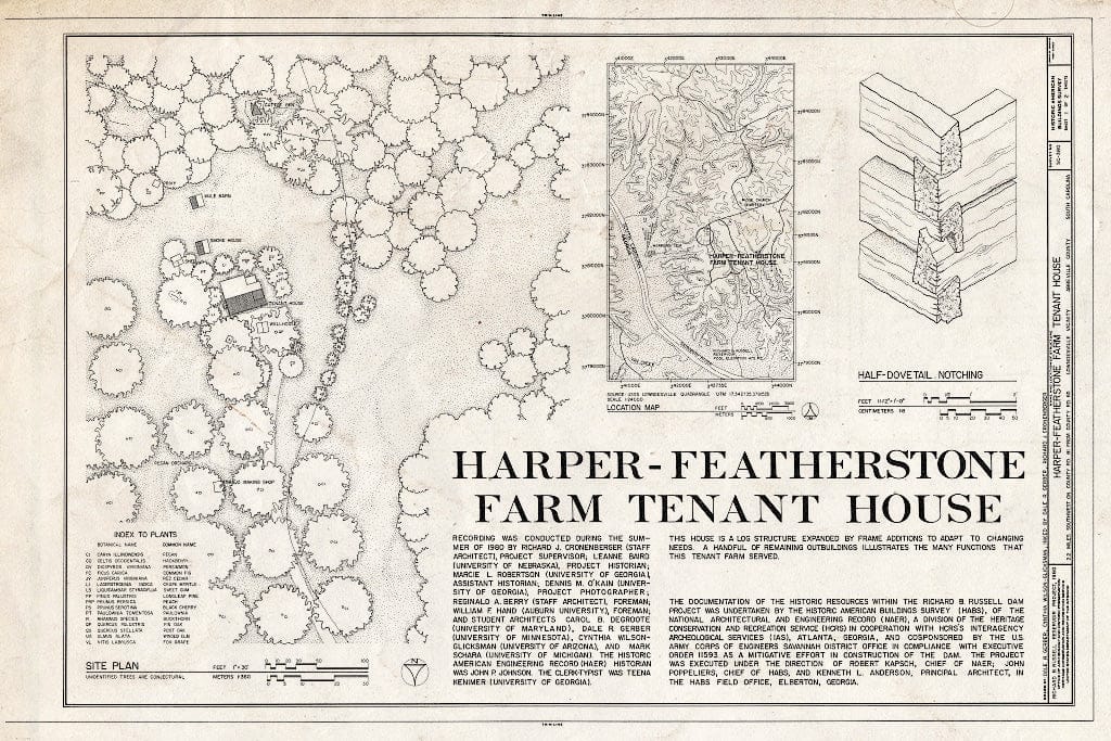 Blueprint HABS SC,1-Lown.V,2- (Sheet 1 of 2) - Harper-Featherstone Tenant Farm, County Road 81, Lowndesville, Abbeville County, SC