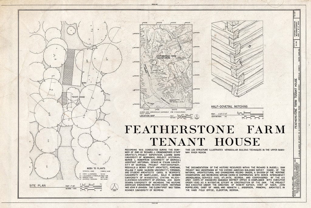 Blueprint HABS SC,1-Lown.V,3- (Sheet 1 of 2) - Featherstone Tenant Farm, County Road 81, Lowndesville, Abbeville County, SC
