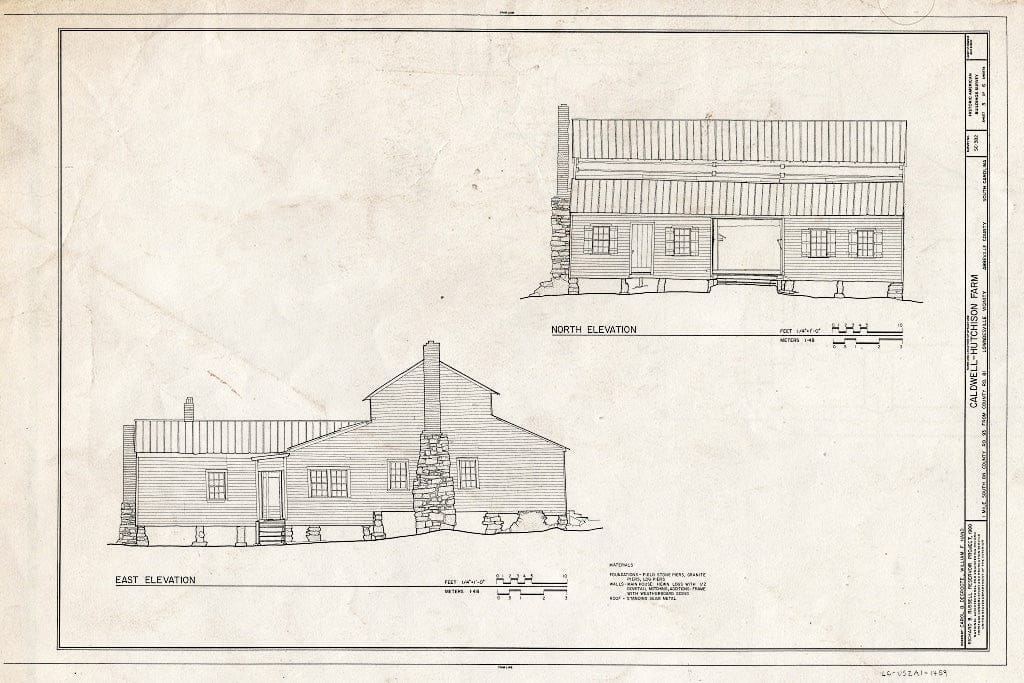 Blueprint HABS SC,1-Lown.V,4- (Sheet 3 of 6) - Caldwell-Hutchison Farm, County Road 93, Lowndesville, Abbeville County, SC