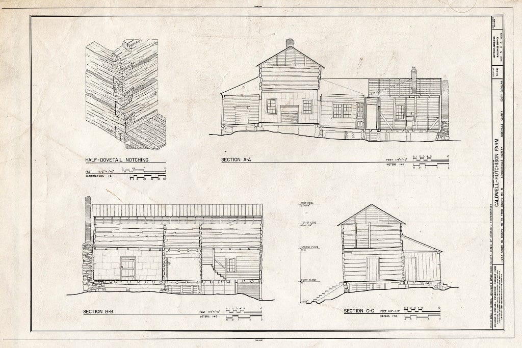 Blueprint HABS SC,1-Lown.V,4- (Sheet 5 of 6) - Caldwell-Hutchison Farm, County Road 93, Lowndesville, Abbeville County, SC