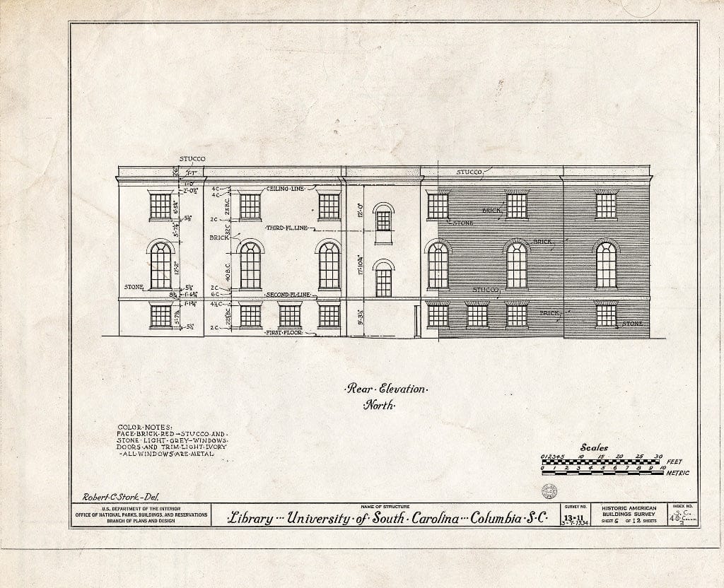Blueprint HABS SC,40-COLUM,2A- (Sheet 6 of 12) - University of South Carolina, Library, South Sumter Street, Columbia, Richland County, SC