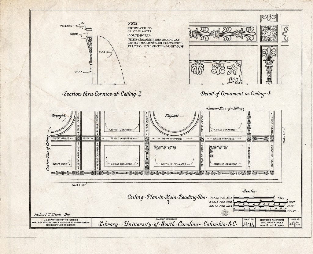 Blueprint HABS SC,40-COLUM,2A- (Sheet 11 of 12) - University of South Carolina, Library, South Sumter Street, Columbia, Richland County, SC