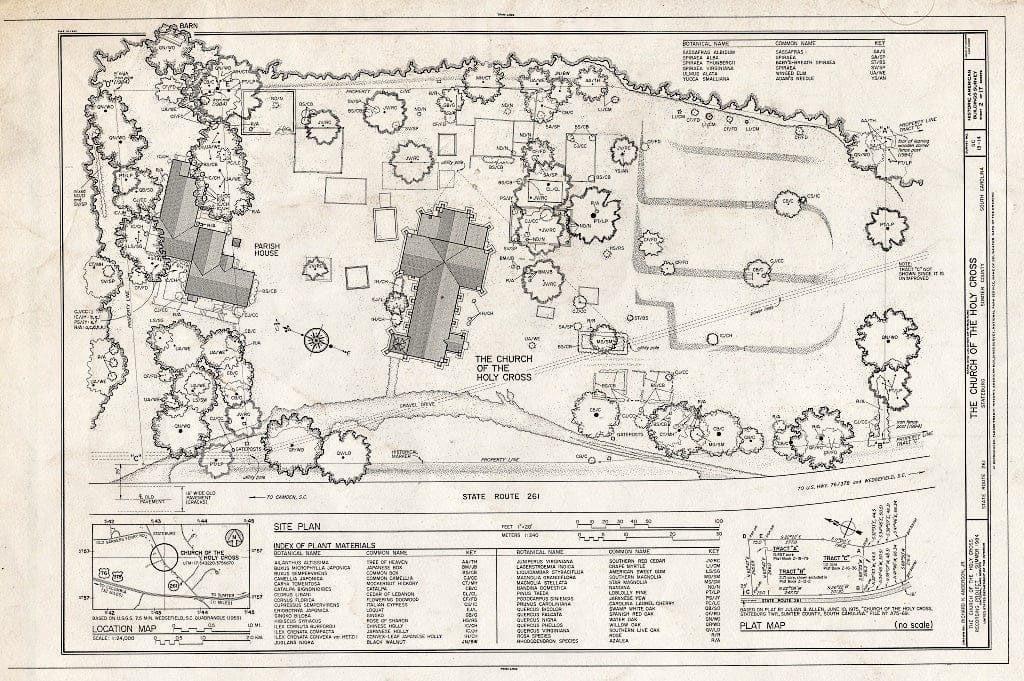 Blueprint HABS SC,43-STATBU.V,1- (Sheet 2 of 17) - Church of The Holy Cross, State Route 261, Stateburg, Sumter County, SC