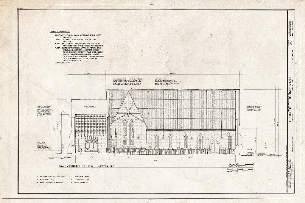 Blueprint HABS SC,43-STATBU.V,1- (Sheet 7 of 17) - Church of The Holy Cross, State Route 261, Stateburg, Sumter County, SC