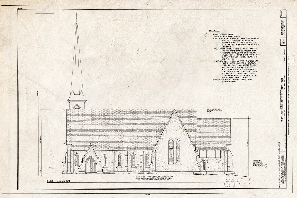 Blueprint HABS SC,43-STATBU.V,1- (Sheet 9 of 17) - Church of The Holy Cross, State Route 261, Stateburg, Sumter County, SC