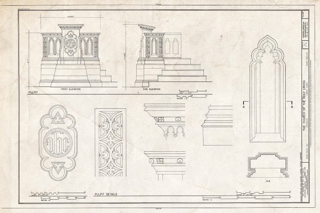 Blueprint HABS SC,43-STATBU.V,1- (Sheet 12 of 17) - Church of The Holy Cross, State Route 261, Stateburg, Sumter County, SC