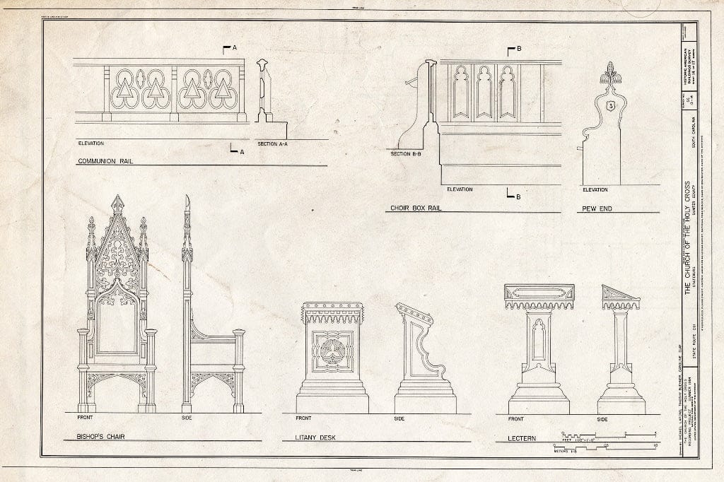 Blueprint HABS SC,43-STATBU.V,1- (Sheet 14 of 17) - Church of The Holy Cross, State Route 261, Stateburg, Sumter County, SC