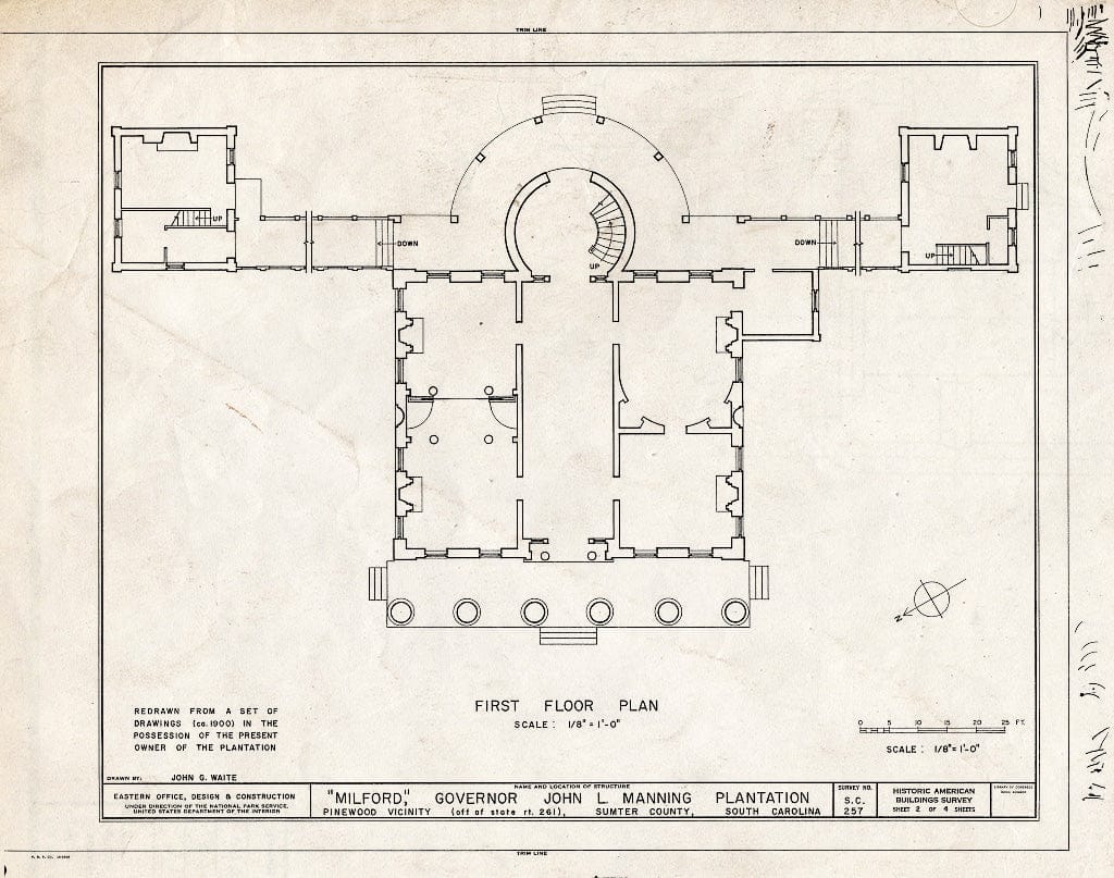 Blueprint HABS SC,43-PINWO.V,1- (Sheet 2 of 4) - Milford, Wedgefield-Rimini Road, Pinewood, Sumter County, SC