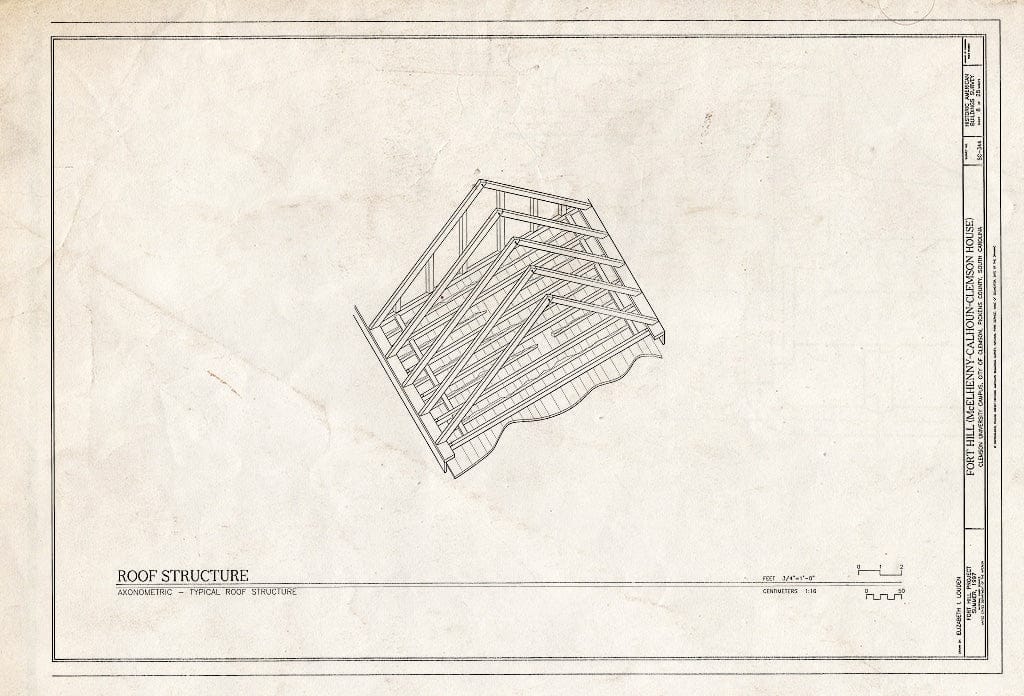 Blueprint HABS SC,39-Clem,1- (Sheet 8 of 28) - Fort Hill, Clemson University Campus, Clemson, Pickens County, SC