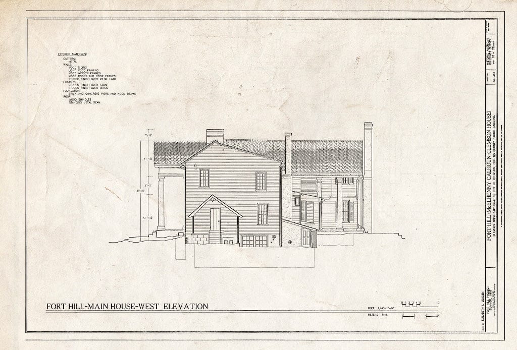 Blueprint HABS SC,39-Clem,1- (Sheet 10 of 28) - Fort Hill, Clemson University Campus, Clemson, Pickens County, SC