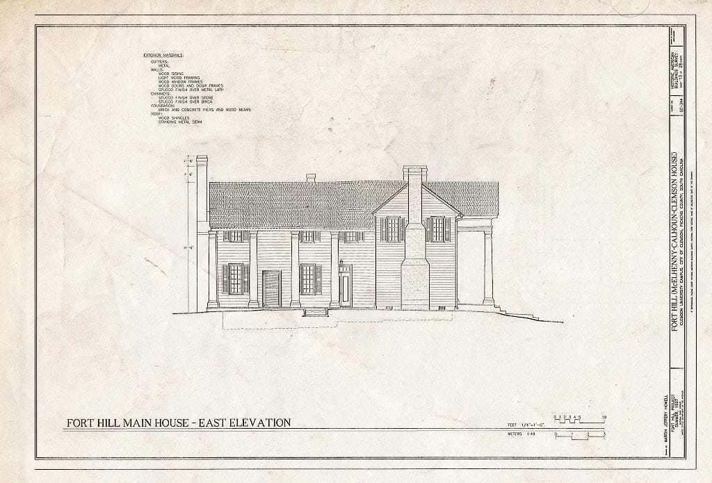 Blueprint HABS SC,39-Clem,1- (Sheet 13 of 28) - Fort Hill, Clemson University Campus, Clemson, Pickens County, SC