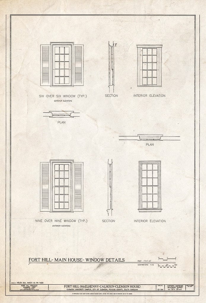 Blueprint HABS SC,39-Clem,1- (Sheet 22 of 28) - Fort Hill, Clemson University Campus, Clemson, Pickens County, SC