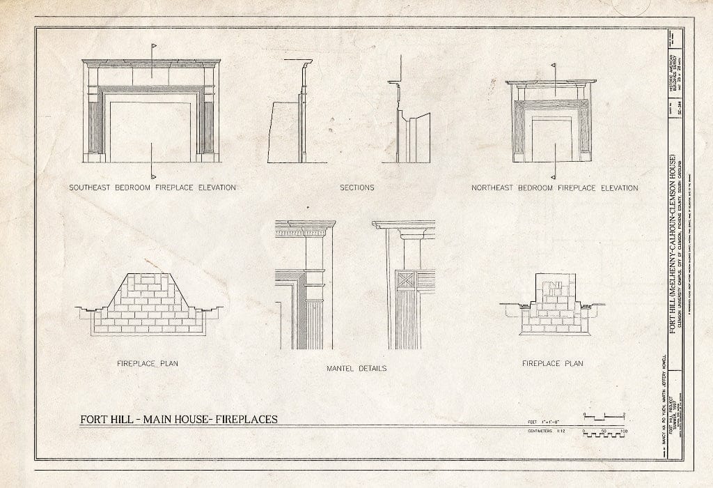 Blueprint HABS SC,39-Clem,1- (Sheet 25 of 28) - Fort Hill, Clemson University Campus, Clemson, Pickens County, SC