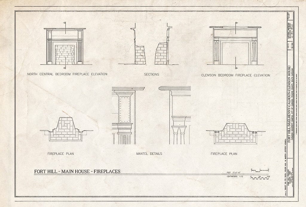 Blueprint HABS SC,39-Clem,1- (Sheet 26 of 28) - Fort Hill, Clemson University Campus, Clemson, Pickens County, SC