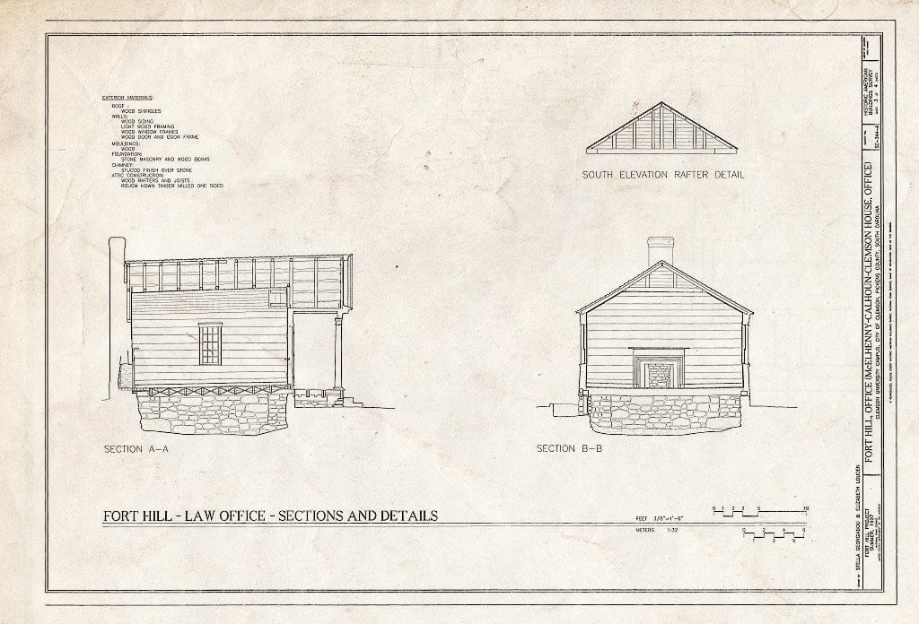 Blueprint HABS SC,39-Clem,1A- (Sheet 3 of 4) - Fort Hill, Office, Clemson University Campus, Clemson, Pickens County, SC