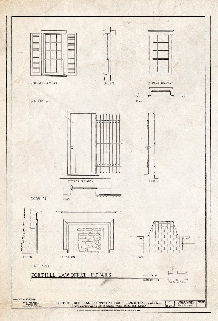 Blueprint HABS SC,39-Clem,1A- (Sheet 4 of 4) - Fort Hill, Office, Clemson University Campus, Clemson, Pickens County, SC