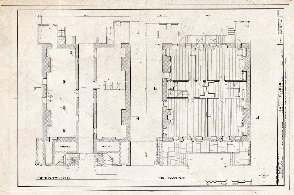 Blueprint HABS SC,10-Char,11- (Sheet 2 of 9) - Daniel Blake Tenement, 6-8 (2-4) Courthouse Square, Charleston, Charleston County, SC