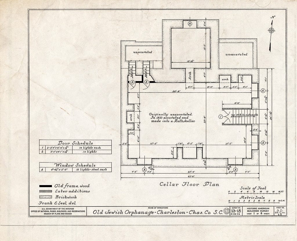 Blueprint HABS SC,10-Char,68- (Sheet 1 of 8) - Old Jewish Orphanage, 88 Broad Street, Charleston, Charleston County, SC