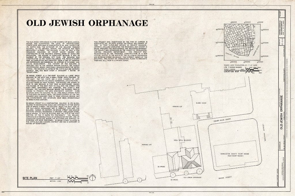 Blueprint HABS SC,10-Char,68- (Sheet 1 of 9) - Old Jewish Orphanage, 88 Broad Street, Charleston, Charleston County, SC